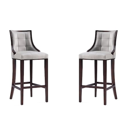 Manhattan Comfort Fifth Avenue Faux Leather Barstool in Light Grey - Set of 2 2-BS007-LG